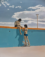 Parallel Lines - Swimming Pool II. Acryl on canvas, 80 x 100 cm, 2013